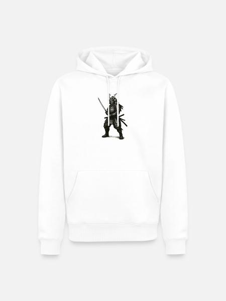 Samurai-Krieger in schwerer Rüstung - Männer Premium Bio Hoodie - Weiß