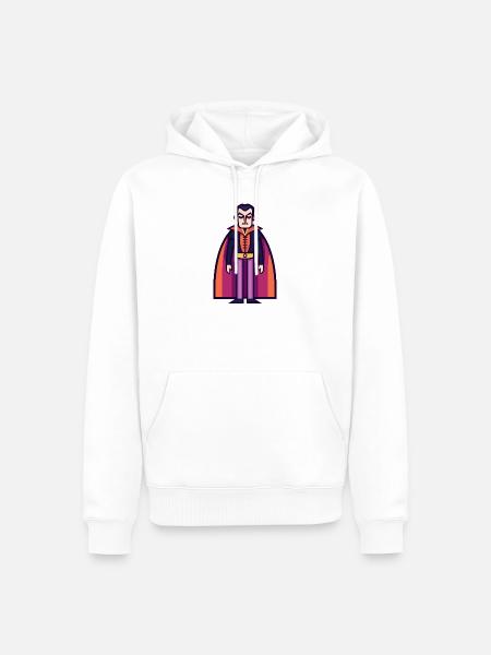 Vampir mit Umhang Halloween Symbol - Männer Premium Bio Hoodie - Weiß