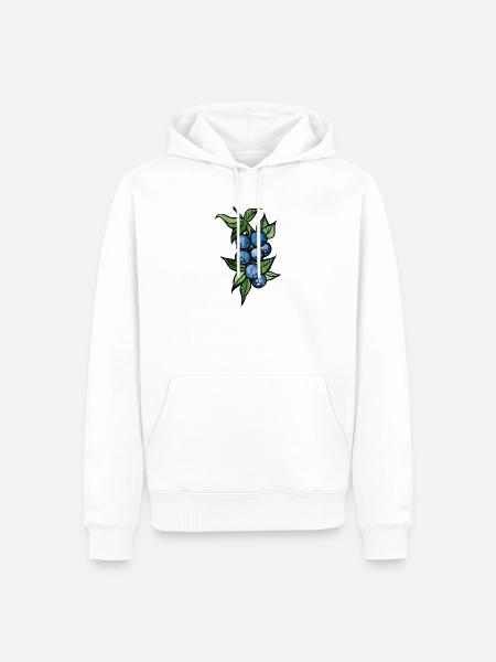 Blaubeer-Aquarellcluster - Männer Premium Bio Hoodie - Weiß