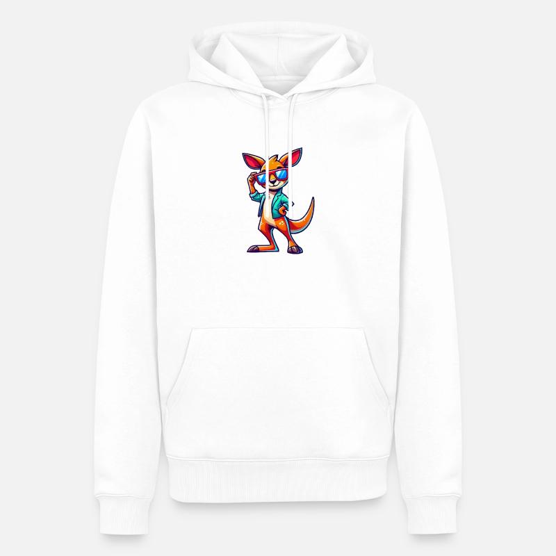 Kangaroo Comic Sonnenbrille - Männer Premium Bio Hoodie - Weiß