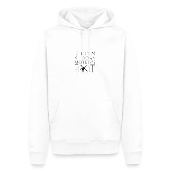 Restez calme asseyez-vous et laissez-moi le réparer - Sweat à capuche Premium bio Homme - blanc - Devant - Nico (187cm)