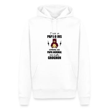 J'suis un papa ours, cadeau père, fête des pères - Sweat à capuche Premium bio Homme - blanc - Devant - Nico (187cm)