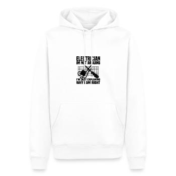 Elektriekr Sprüche | Handwerker Azubi Geschenkidee - Männer Premium Bio Hoodie - Weiß - Vorne - Nico (187cm)