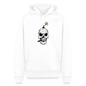 tete de mort volleyball bombe skull crane - Sweat à capuche Premium bio Homme - blanc - Devant - Nico (187cm)