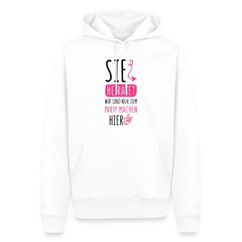 sie heiratet wir party machen - Männer Premium Bio Hoodie - Weiß - Vorne - Nico (187cm)