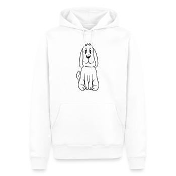 chien assis mignon petit chiot heureux animal de compagnie - Sweat à capuche Premium bio Homme - blanc - Devant - Nico (187cm)