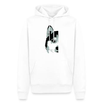 Hund Weißer Husky Halbes Gesicht Kopf Schön Cool - Männer Premium Bio Hoodie - Weiß - Vorne - Nico (187cm)