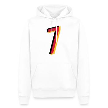 7 Numéro Allemagne maillot numéro noir or rouge - Sweat à capuche Premium bio Homme - blanc - Devant - Nico (187cm)