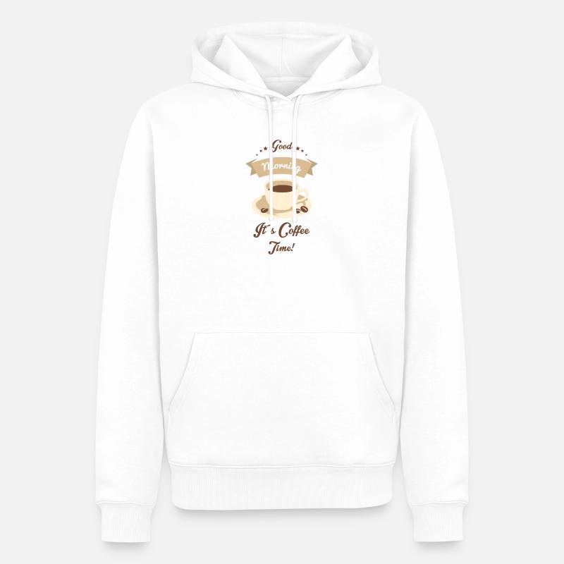 Bonjour, c’est l’heure du café - Sweat à capuche Premium bio Homme - blanc