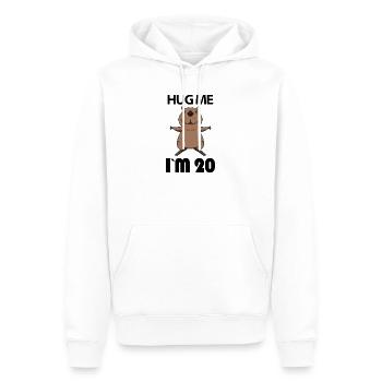 20 Anniversaire - 20 ans - Câlin - Sweat à capuche Premium bio Homme - blanc - Devant - Nico (187cm)