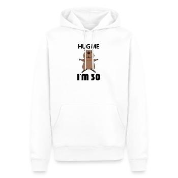 30 ans - 30 ans - Hug - Sweat à capuche Premium bio Homme - blanc - Devant - Nico (187cm)