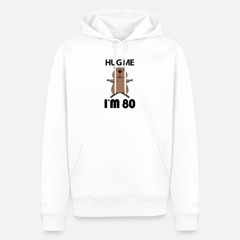 80 ans - 80 ans - Hug - Sweat à capuche Premium bio Homme - blanc
