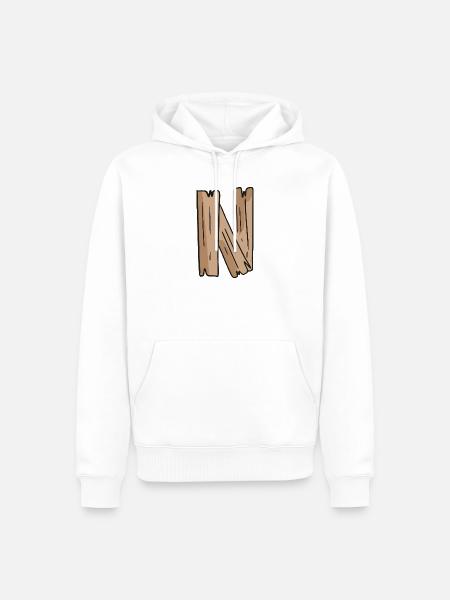 Buchstabe N Holz Holzbuchstabe Name - Männer Premium Bio Hoodie - Weiß