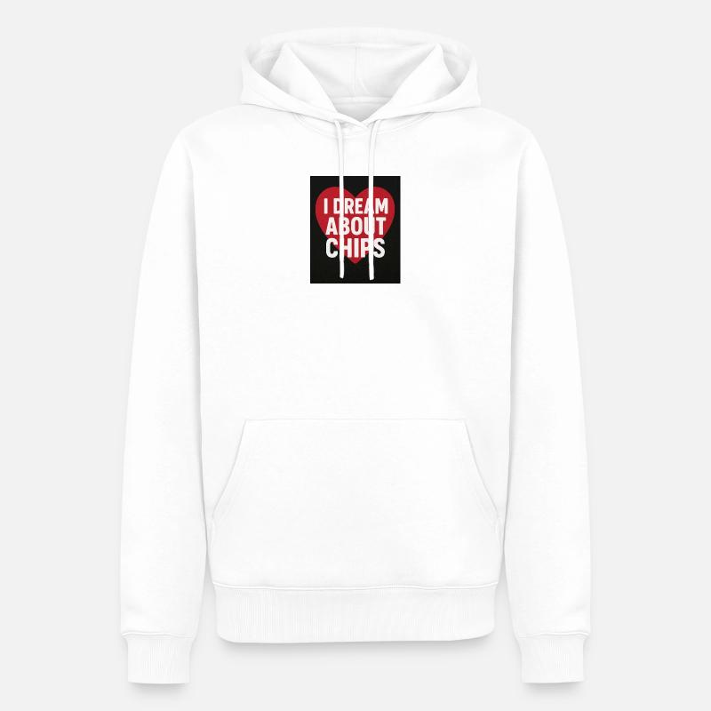 Ich träume von Chips Heart - Männer Premium Bio Hoodie - Weiß
