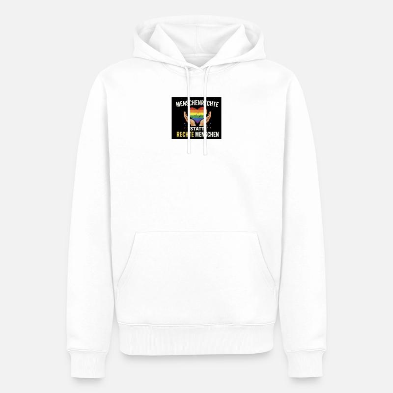 Menschenrechte statt rechte Menschen - Männer Premium Bio Hoodie - Weiß