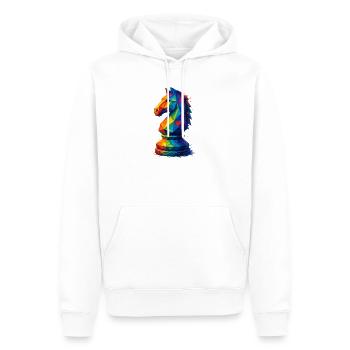Cavalier Géométrique : L'Agilité du Saut - Sweat à capuche Premium bio Homme - blanc - Devant - Nico (187cm)