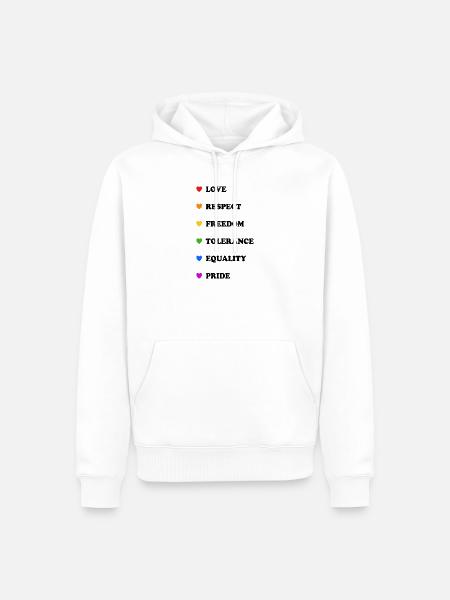 Regenbogenherz-Pride-Werte - Männer Premium Bio Hoodie - Weiß
