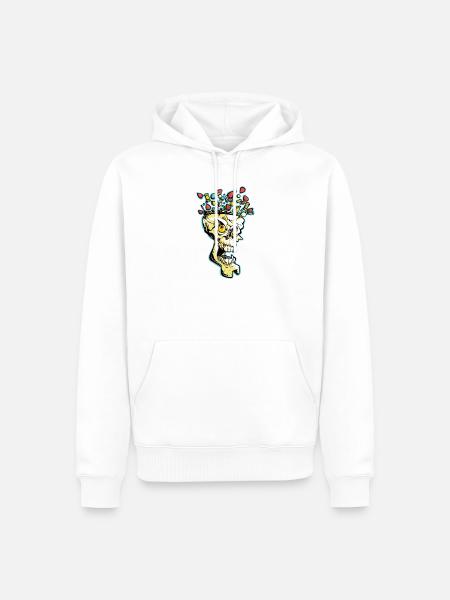 Explosiver Candy Skull - Männer Premium Bio Hoodie - Weiß