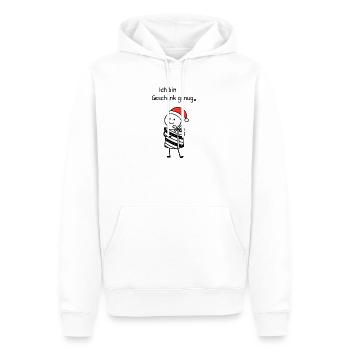 Ich bin Geschenk genug | Weihnachtshumor mit Figur - Männer Premium Bio Hoodie - Weiß - Vorne - Nico (187cm)
