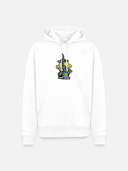 Hexenkatze zwischen Büchern - Männer Premium Bio Hoodie - Weiß