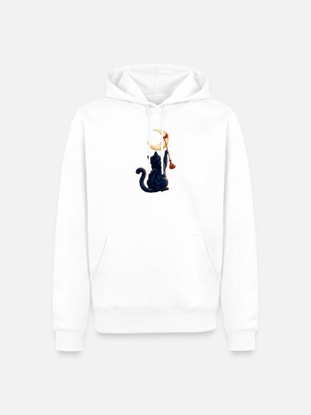 Mond-Abbrecherkatze - Männer Premium Bio Hoodie - Weiß