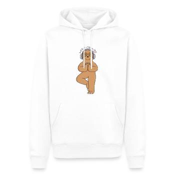 Paresseux faisant du yoga - restez calme - Sweat à capuche Premium bio Homme - blanc - Devant - Nico (187cm)