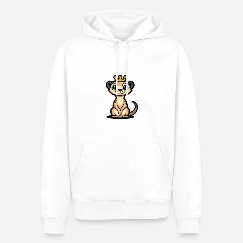 Erdmännchen Comic Krone - Männer Premium Bio Hoodie - Weiß