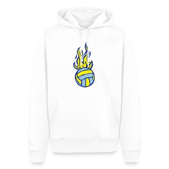 ballon volleyball waterpolo flamme - Sweat à capuche Premium bio Homme - blanc - Devant - Nico (187cm)