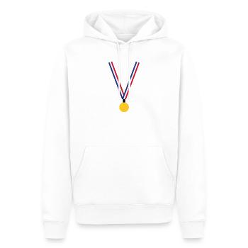 Médaille d'Or - France - Sweat à capuche Premium bio Homme - blanc - Devant - Nico (187cm)