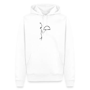 Restaurant, Crew, serveuse - Sweat à capuche Premium bio Homme - blanc - Devant - Nico (187cm)