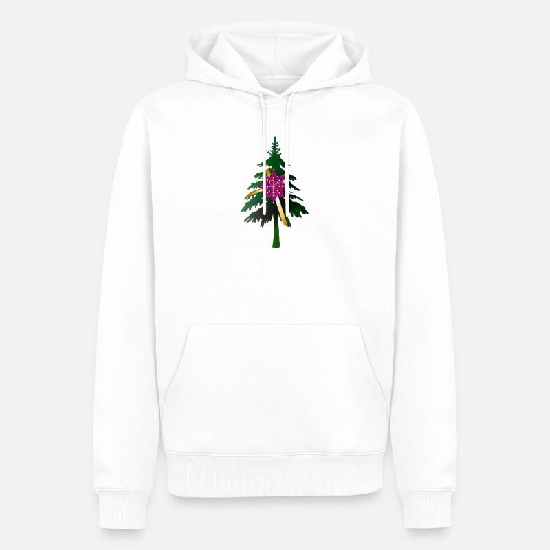 Christbaum oder Weihnachtsbaum & Geschenkschleife - Männer Premium Bio Hoodie - Weiß