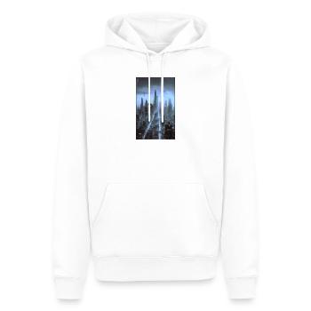 Paysage urbain futuriste la nuit - Sweat à capuche Premium bio Homme - blanc - Devant - Nico (187cm)
