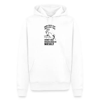 Bauer Knecht Dach Pinkeln Pieseln Witziger Spruch - Männer Premium Bio Hoodie - Weiß - Vorne - Nico (187cm)