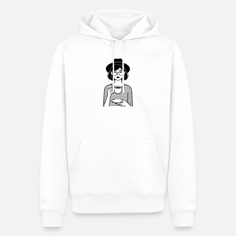 fille de la hanche au café - Sweat à capuche Premium bio Homme - blanc