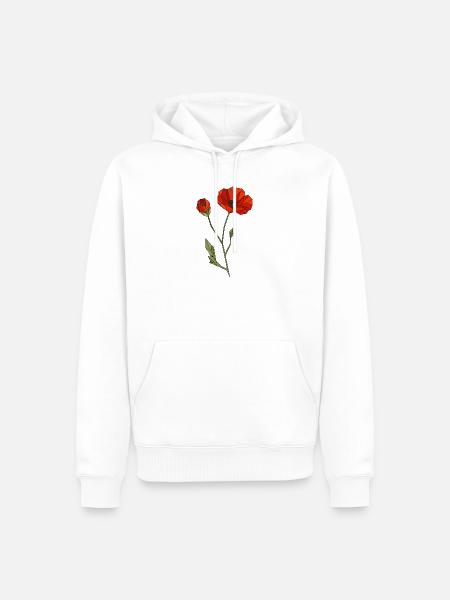 Geometrische Mohnblume Polygon Blumenmotiv - Männer Premium Bio Hoodie - Weiß