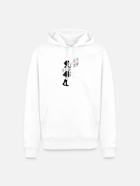 Mahjong Mädchen Japanisches Design - Männer Premium Bio Hoodie - Weiß
