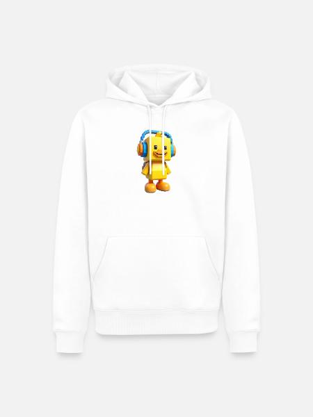 Voxelente mit Kopfhörern - Männer Premium Bio Hoodie - Weiß