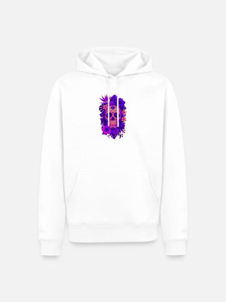 Halloween Sugar Skull Sugarskull lila - Männer Premium Bio Hoodie - Weiß