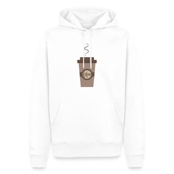 Café café - Sweat à capuche Premium bio Homme - blanc - Devant - Nico (187cm)