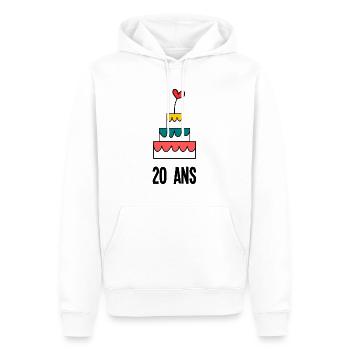20 JAHRE. 20-jähriges JUBILÄUM. JUBILÄUM 20 JAHRE - Männer Premium Bio Hoodie - Weiß - Vorne - Nico (187cm)