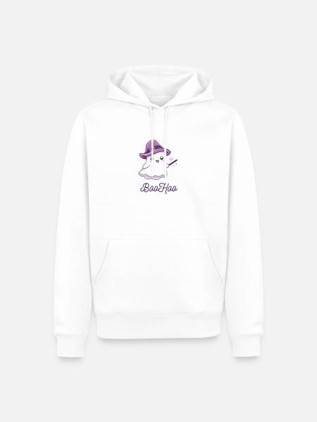 Boohoo Gespenst Design - Männer Premium Bio Hoodie - Weiß