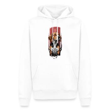 Compagnon curieux : Portrait de Beagle - Sweat à capuche Premium bio Homme - blanc - Devant - Nico (187cm)