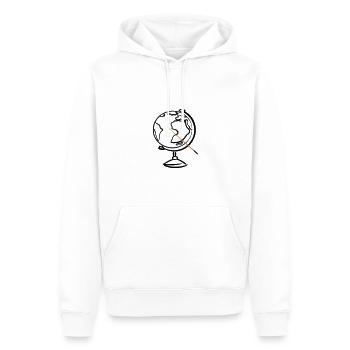 Globe terrestre avec pointeur. Géographie. Professeur de géographie - Sweat à capuche Premium bio Homme - blanc - Devant - Nico (187cm)