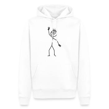 Happy Stick Figure - Männer Premium Bio Hoodie - Weiß - Vorne - Nico (187cm)