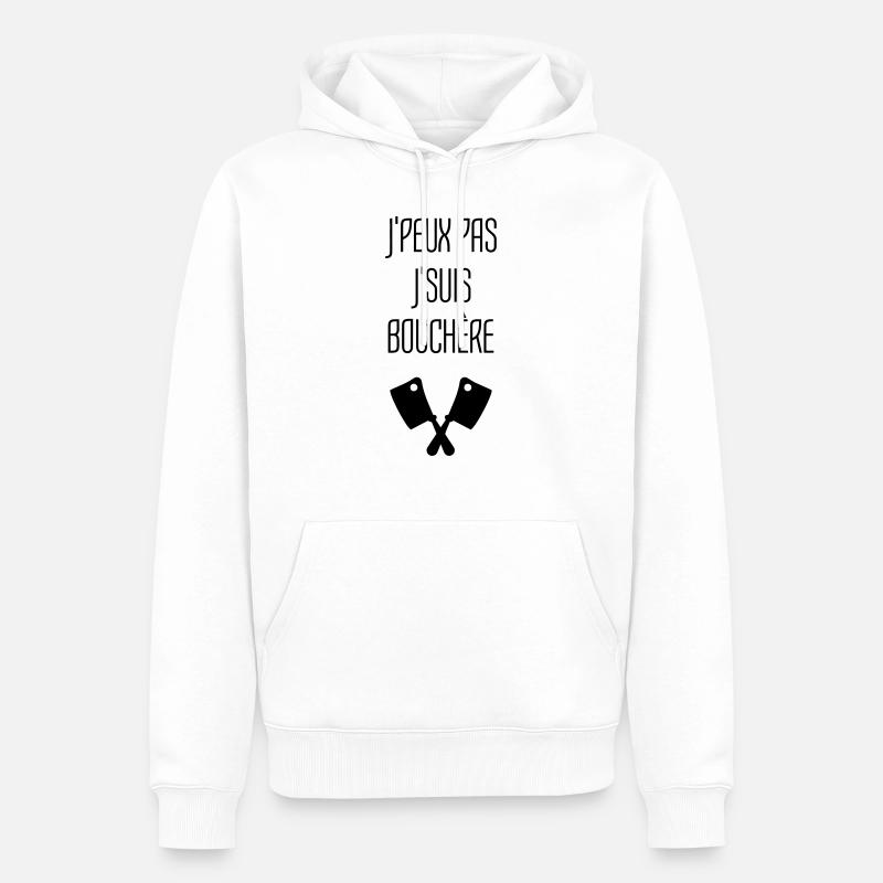 boucher / boucherie / charcutier / viande - Sweat à capuche Premium bio Homme - blanc