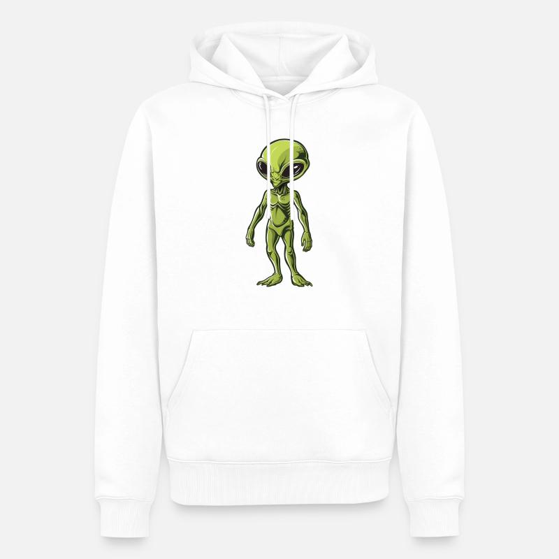 Kleiner Alien - Männer Premium Bio Hoodie - Weiß