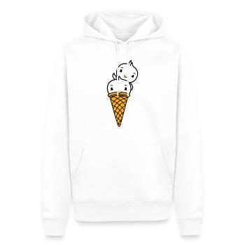 Oiseaux Cream Waffle Cream Scoops Cream Cornet - Sweat à capuche Premium bio Homme - blanc - Devant - Nico (187cm)