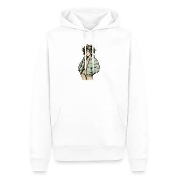 Patineuse indie en veste bouffante menthe - Sweat à capuche Premium bio Homme - blanc - Devant - Nico (187cm)