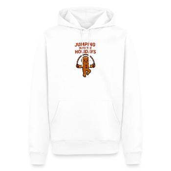 Gingerbread jumps into the holidays - Men’s Premium Organic Hoodie - white - Front - Nico (187cm)