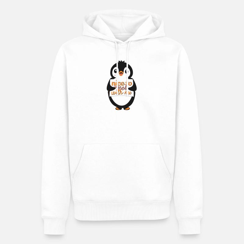 Penguin Banner : Ravi de me rencontrer - Sweat à capuche Premium bio Homme - blanc